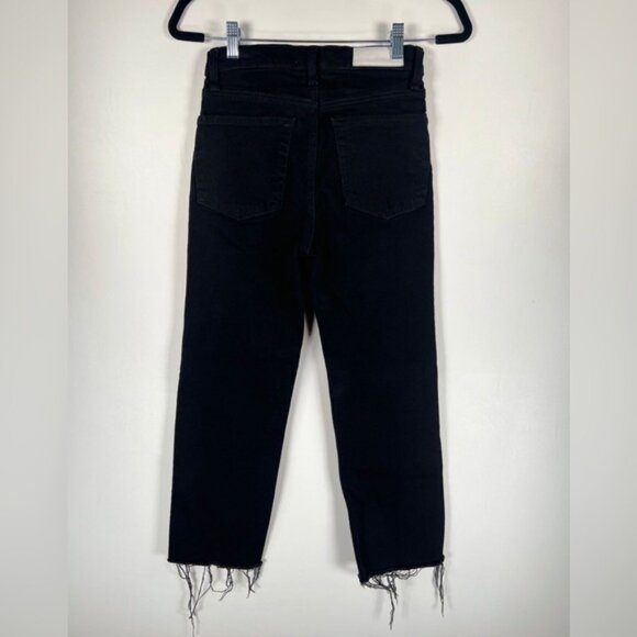 NWOT RE/DONE ORIGINALS Stove Pipe High Rise Raw Hem Jet Black SELF/CORP Jeans 26 - Picture 4 of 16